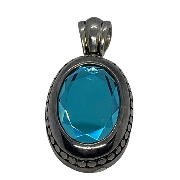 Unbranded Jewelry - Fashion 2" Silver Metal Pendant Faceted Aquamarine Glass Stone Loop Women Gift